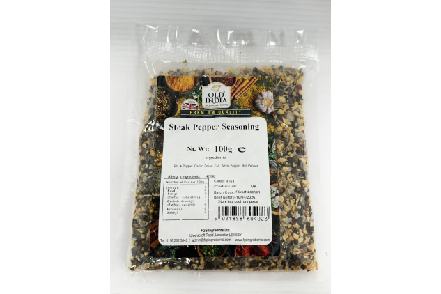 Old India Steak Pepper Seasoning 100g Coarse Pepper and Garlic Blend