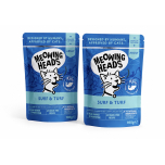 Meowing Heads Wet Cat Food Surf & Turf 93% Natural Fish Chicken & Beef 2 X 100g Pouches