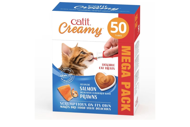 Catit Creamy Salmon & Prawn Lickable Cat Treats 50 Pack
