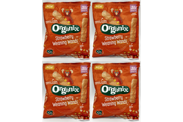 Organix Strawberry Weaning Wands, Organic Baby Snack, 6+ Months, Vegan, 25 g (Pack of 4)