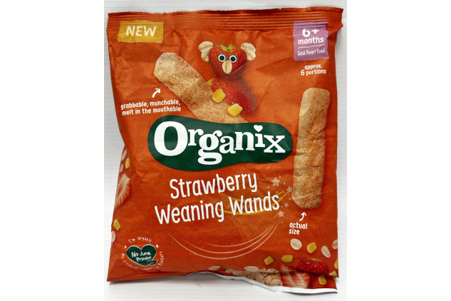 Organix Strawberry Weaning Wands, Organic Baby Snack, 6+ Months, Vegan, 25 g (Pack of 4)