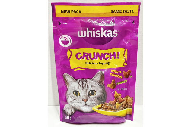 Whiskas Crunch Cat Food Topping Chicken Turkey and Duck 6 x 100g