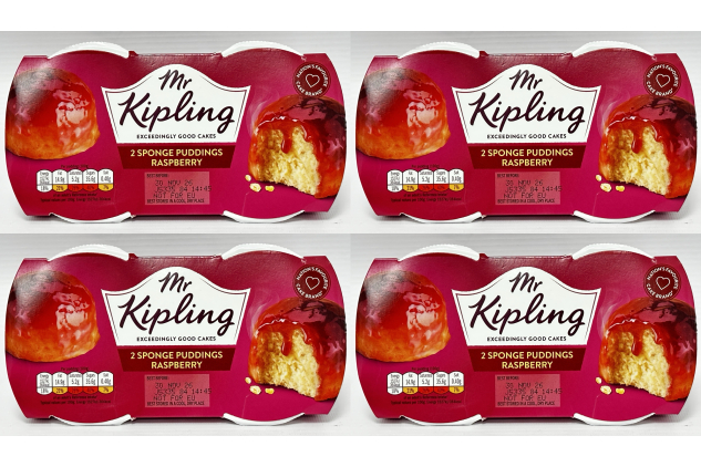 Mr Kipling Raspberry Sponge Puddings 4 x 2 Pack Twinpacks 190g