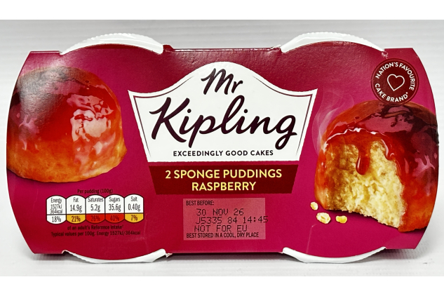 Mr Kipling Raspberry Sponge Puddings 4 x 2 Pack Twinpacks 190g