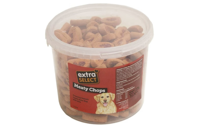 Extra Select Chop Shaped Dog Treat Biscuits in a 3ltr Bucket (approx 200 biscuits)