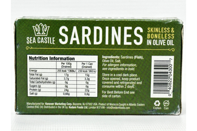 Sea Castle Skinless & Boneless Sardines in Pure Olive Oil 125g