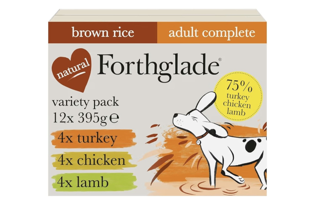 Forthglade Wet Dog Food Variety Pack 12 x 395g Trays Wholegrain & Hypoallergenic Dog Food with Turkey Lamb and Chicken with Brown Rice