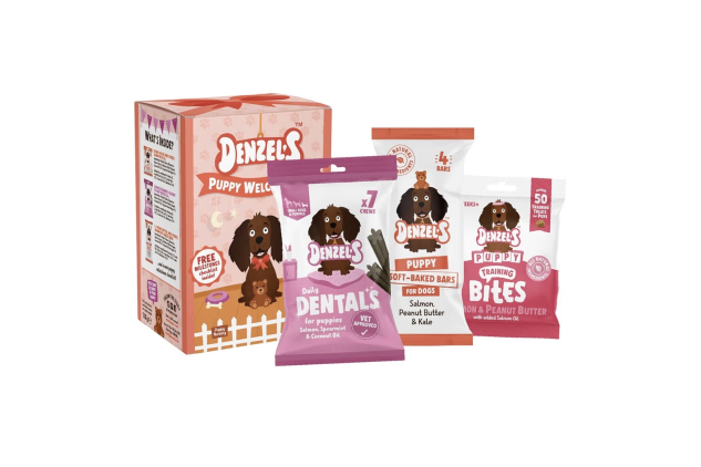 Denzel's All Natural Puppy Treats Welcome Kit - Puppy Training Bites, Daily Dentals & Soft Baked Bars - 96g