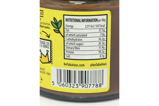 Fabalous Organic Crunchy Chocolate Spread (Hazelnut & Cocoa Spread) Vegan, Dairy Free, No Palm Oil, Less Sugar, More Protein 200g