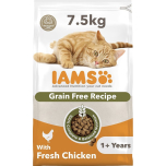 IAMS Grain Free Adult Complete Dry Cat Food with Fresh Chicken 7.5kg