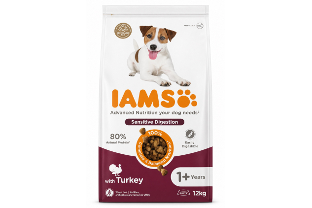 IAMS Advanced Nutrition Sensitive Digestion Adult Dog Food with Turkey 12kg