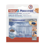 tesa Adhesive Hooks for Glass - Invisible Hanging Hooks for Mirrors and Transparent Surfaces - Holds up to 1kg per Hook - Pack of 2 includes 4 Adhesive Strips