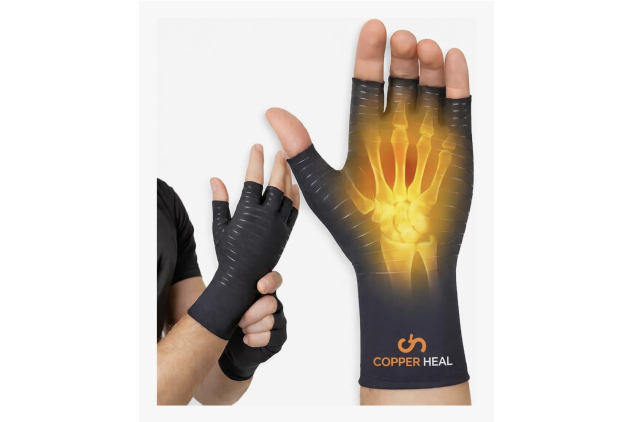 COPPER HEAL Unisex Arthritis Compression Gloves Black Size Small