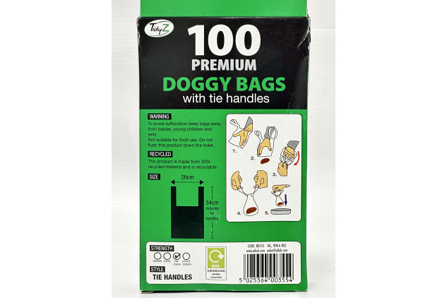 Premium Doggy Bags with Tie Handles Fresh Lemon Fragranced 100 Bags