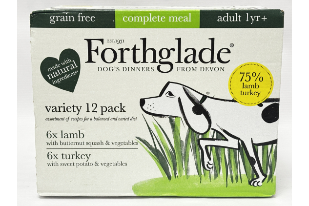 Forthglade Grain Free Adult Wet Dog Food Variety Pack Lamb & Turkey 12 x 395g