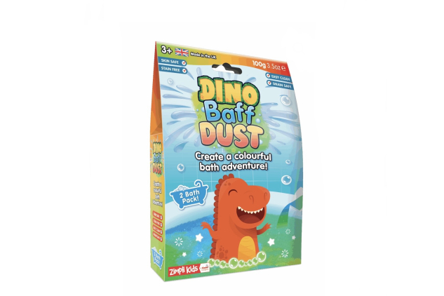 ZIMPLI Dino Baff Dust 2 Bath Pack, Scented Fizzing Bath Powder for Children