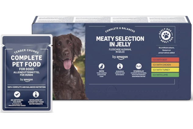 Complete Wet Food for Adult Dogs, Meat Selection In Jelly, 4.8 kg (48 pouches of 100g)
