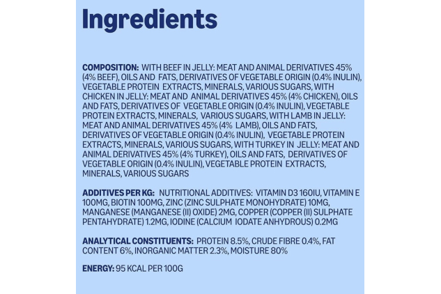 Complete Wet Food for Adult Dogs, Meat Selection In Jelly, 4.8 kg (48 pouches of 100g)