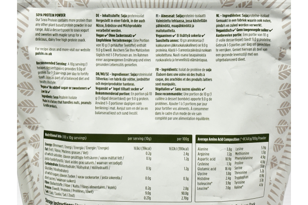 Pulsin Soya Protein Isolate Powder Natural & Unflavoured 1kg Plant Based Protein | DAMAGED BAG