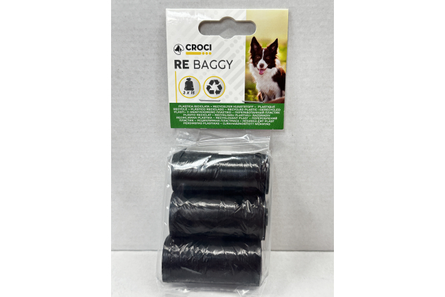 Croci Re Baggy Dog Waste Bags Recycled Plastic 3 Rolls 45 Bags
