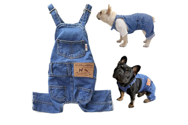 Dog Denim Overalls Pet Jeans Puppy Jean Jacket Sling Jumpsuit Costumes, Fashion Comfortable Blue Pants Clothing for Small Dogs