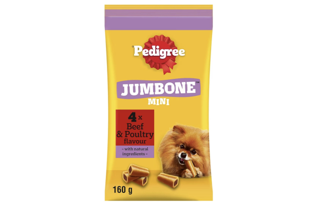 Pedigree Jumbone Mini Dog Treats for Small Dogs - with Beef and Poultry 32 Chews (Pack of 8)
