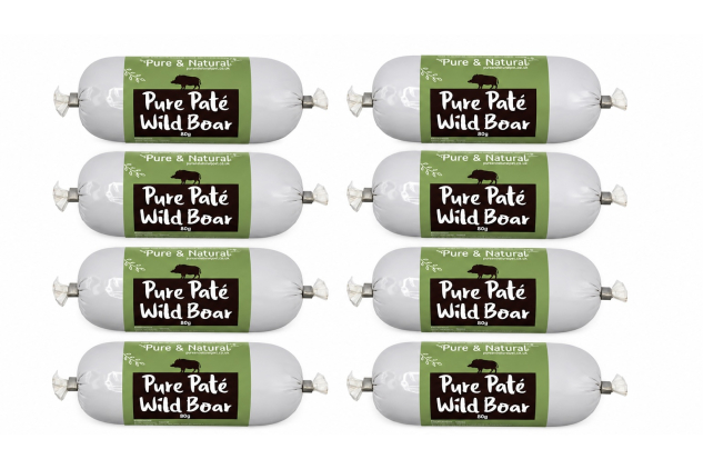 Pure & Natural Wet Dog Food Pate Chub Roll, 97% Wild Boar 8 X 80g High Meat Content