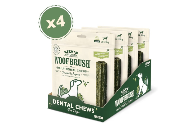 Lily's Kitchen Woofbrush Dental Chew Natural Dental Sticks for Large Dogs (4 Packs of 7 Chews)