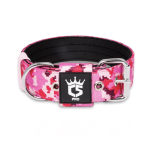 TSPRO Heavy Duty Tactical Dog Collar 1.5’’ Wide, Padded Dog Collar with Metal Buckle Adjustable Size Medium Camo Pink
