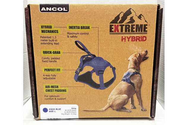 Ancol Extreme Hybrid Dog Harness with Built-In Extending Lead Large Aqua Blue