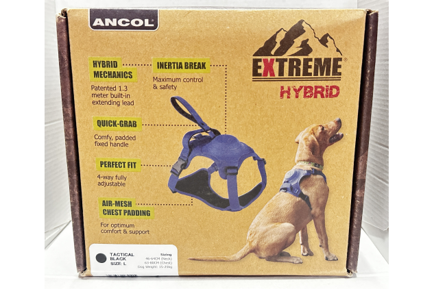 Ancol Extreme Hybrid Dog Harness with Built-In Extending Lead Large Tactical Black