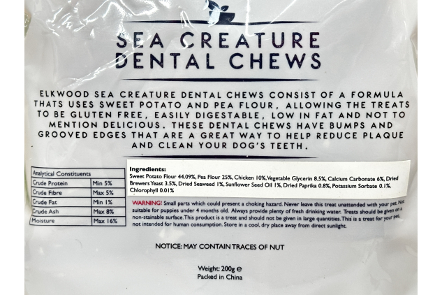 Elkwood Sea Creature Dog Dental Chews Large 200g