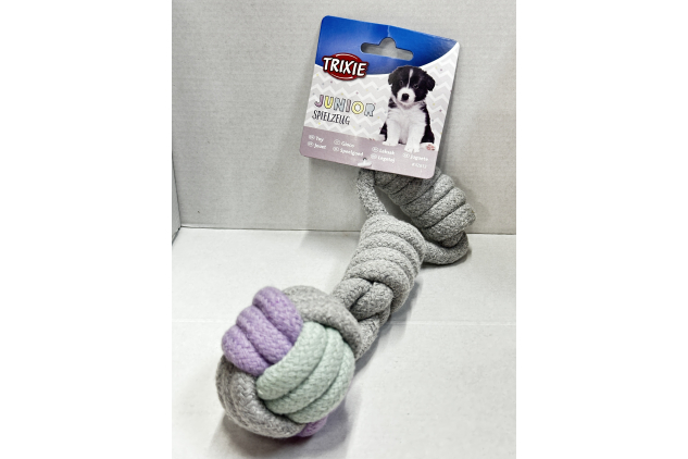 Trixie Junior Cotton Mix Rope Dog Toy Grey Mint and Lilac