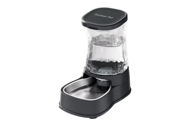 Gardner Pet 3.85L Pet Water Dispenser Cat Bowls with Stainless Steel Bowl, Gravity Dog Water Dispenser 100% BPA-Free Dark Grey