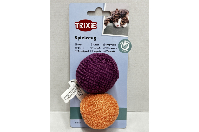 Trixie Catnip Knitted Ball Cat Toys 2 Pack Assorted Colours