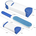 Reusable Pet Fur Remover Brush with Self-Cleaning Base Blue and White