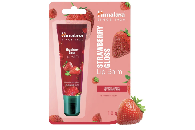 Himalaya Lip Balm Strawberry Gloss Tube Glossy Shine for Delicate Red Tint 10g