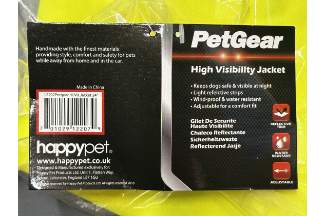 PetGear High Visibility Dog Jacket Reflective Water Resistant 24 Inch