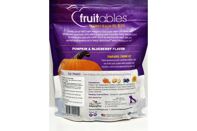 Fruitables Pumpkin and Blueberry Dog Treats 198g