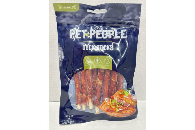 Pet People Duck Sticks 80g, Natural, Grain Free, High Protein, Dental Care, Dog Snacks - 8pc, 80g (1 Bag)