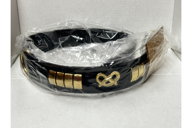 Astile Staffy Knot Leather Dog Collar Black 24 Inch
