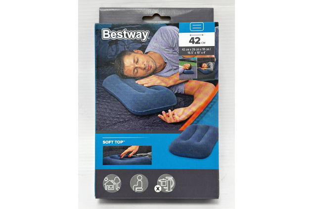 Bestway Flocked Air Camp Pillow 42 x 26 x 10cm Inflatable Travel Pillow