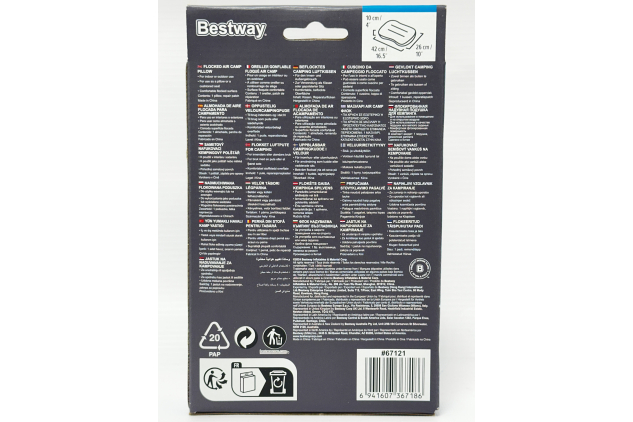 Bestway Flocked Air Camp Pillow 42 x 26 x 10cm Inflatable Travel Pillow