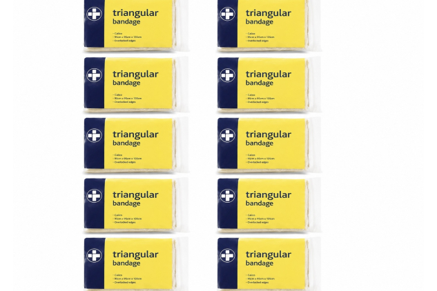 RELIANCE MEDICAL Calico First Aid Sling Triangular Bandage Shoulder & Arm Hemmed Assorted Pack of 10