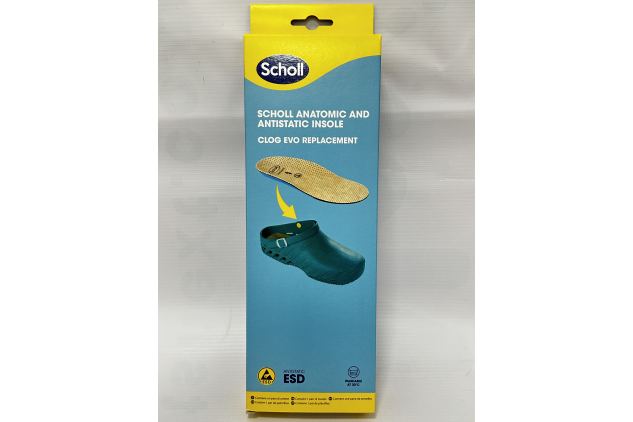 Scholl Clog Evo Anatomic Antistatic Insoles Size 43-44 Brown