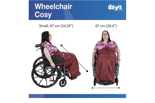 Days Wheelchair Cosy Fleece Lined Burgundy Size Small