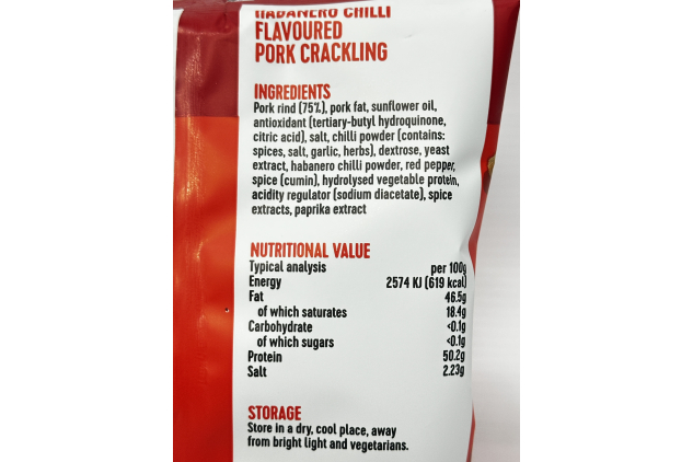 The Snaffling Pig Co Pork Crackling Habanero Chilli 8 x 40g