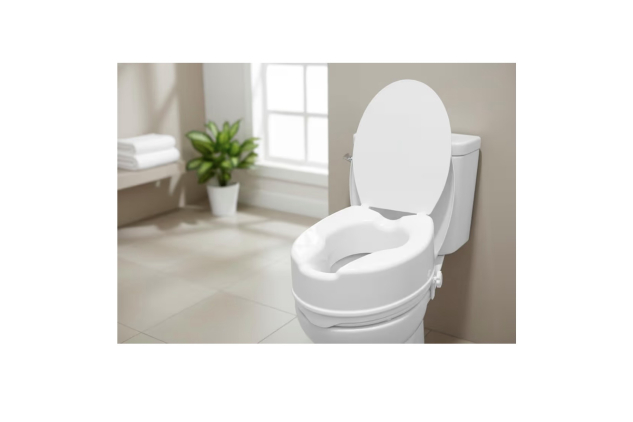 PEPE Mobility Raised Toilet Seat with Lid 6 Inch (15 cm), Riser for Hip Replacement, Booster Extension Seat, Toilet Aids for Disabled and Elderly