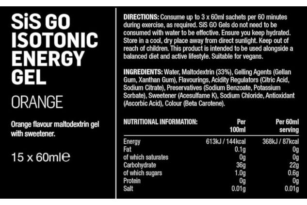 SIS Science In Sport GO Isotonic Energy Gel Orange 15 x 60ml