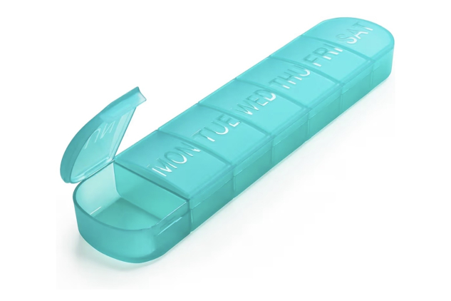 Weekly Pill Organiser 7 Day Large Pill Box 1 Time a Day, Travel Friendly Daily Pill Containers to Hold Medicine Vitamins Green